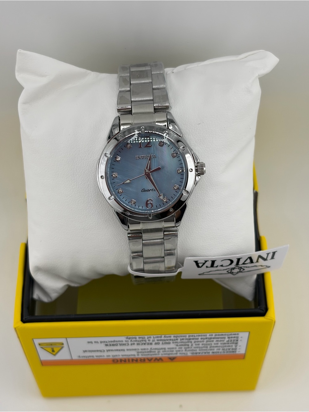 Invicta Women’s Silver Stainless Steel Watch with Blue Dial (69351)